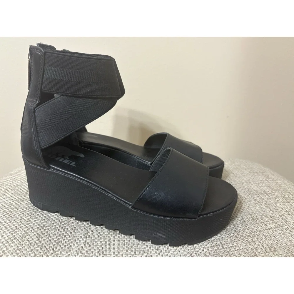 Size 6‎ Sorel Cameron Flatform Platform Sandals in Black